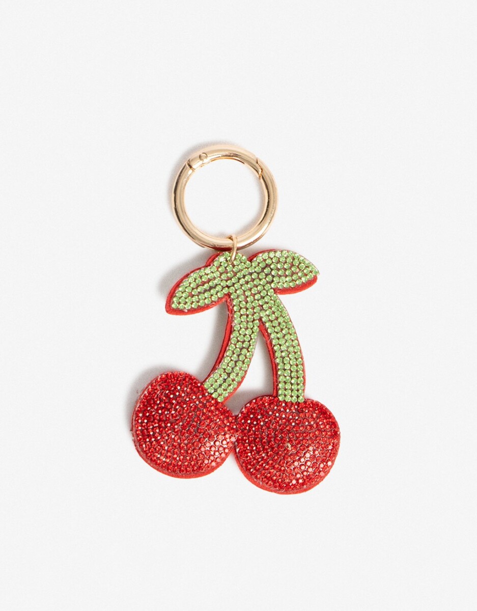 Llavero Y Charm De Cerezas Con Strass 