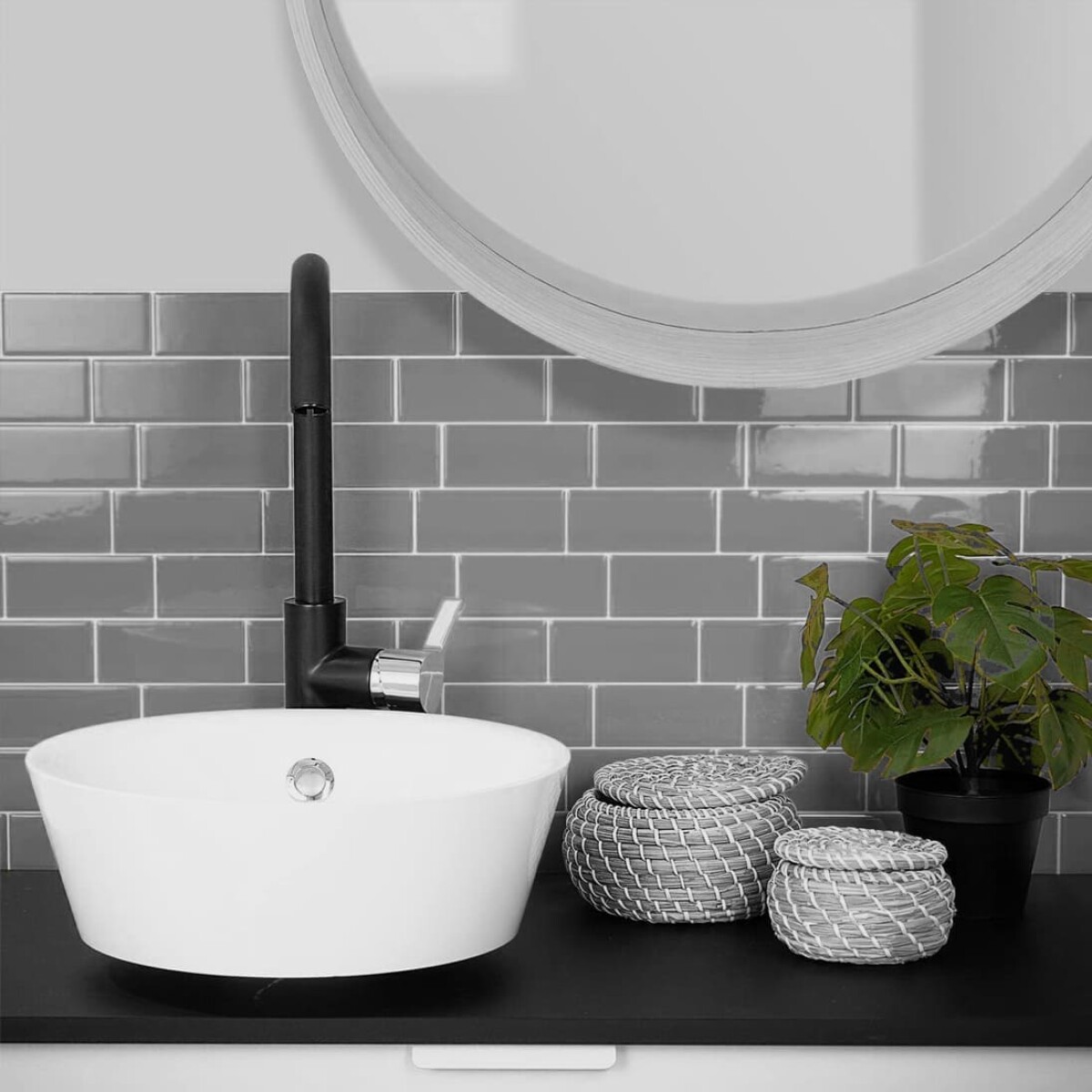 Azulejos adhesivos para cocina baño diseño ladrillo 10uds - Gris 