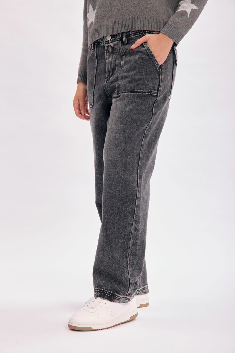 Pantalon jean cargo negro Negro