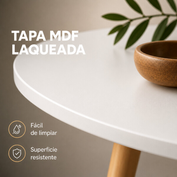 Mesa Comedor ComboHome Milan Redonda Laqueada 80Cm Premium Blanco 1