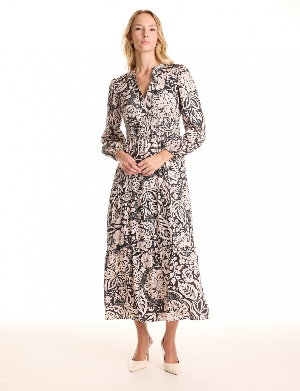 Vestido Maxi Printed NEGRO/BEIGE