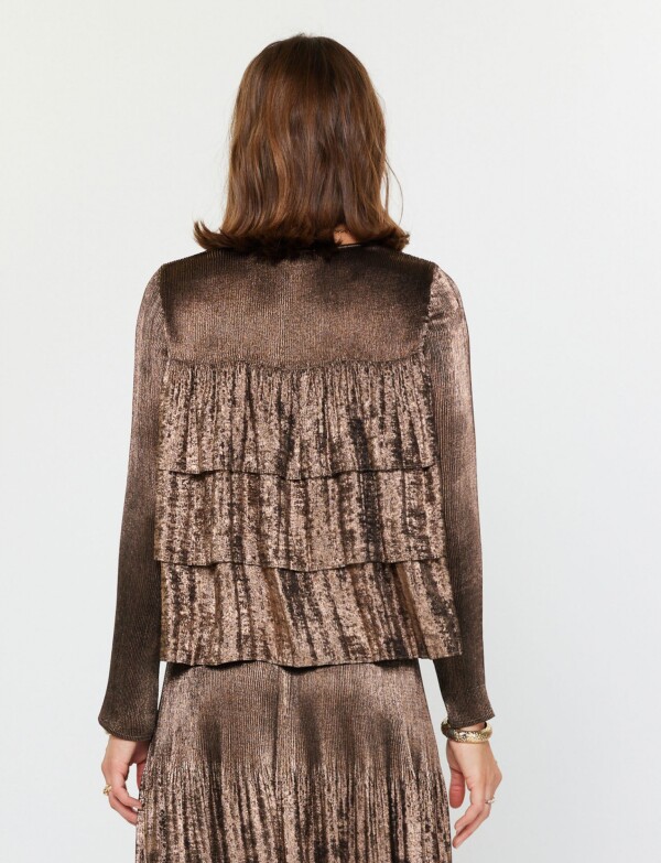 Blusa Laminada Volados DORADO