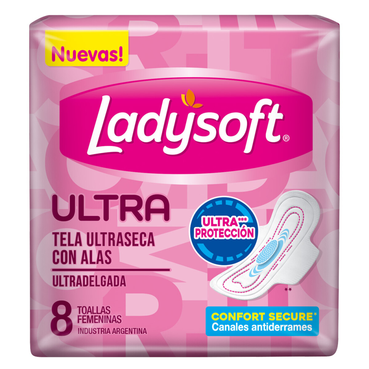 Toallitas Femeninas Ladysoft Ultra Delgada Tela Seca 8 Unidades 