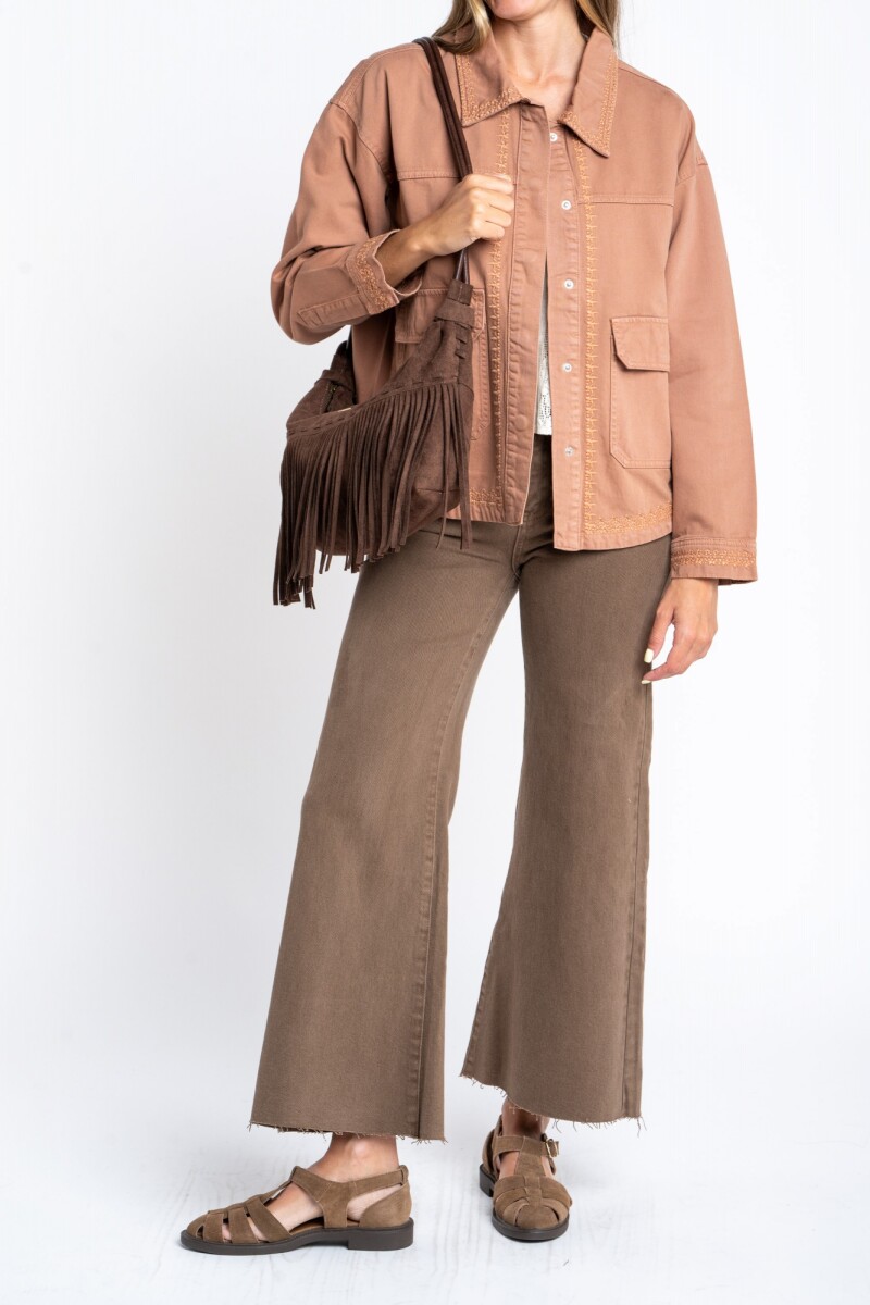 Sobrecamisa Algodón Bordada Mocha