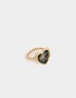 Anillos Medianos y Grandes Flores atrapadas Anillo Corazón Estampado - Dorado