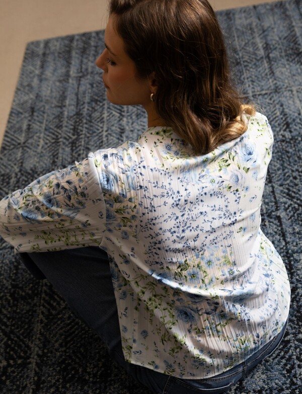 Blusa Gasa Plisada AZUL/MULTI