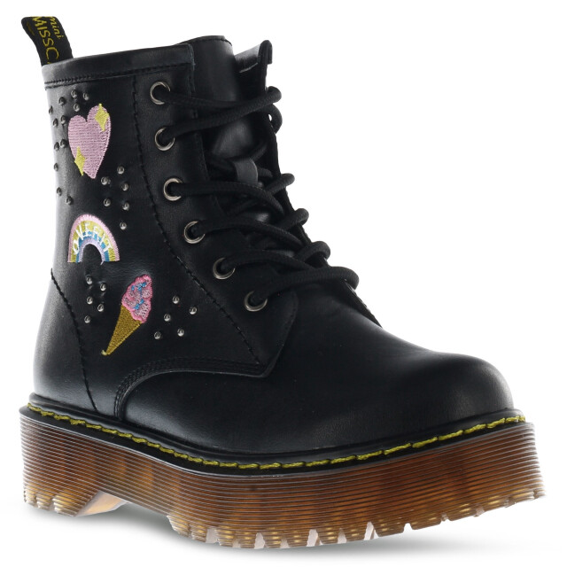 Botas de Niña MINI Miss Carol CAMDEN con parches y tachas Negro