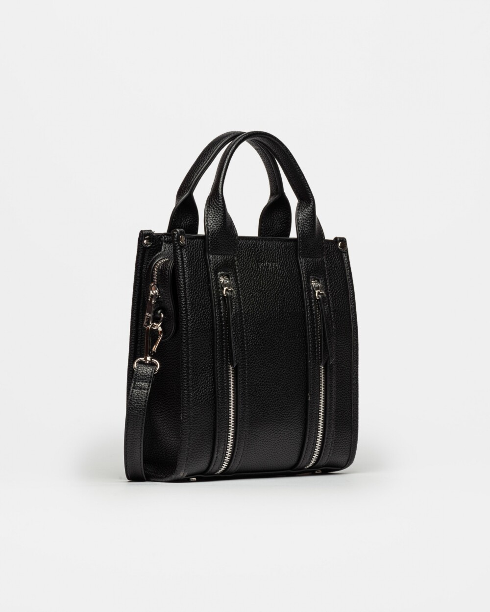 Cartera de Mano Oak en Efecto Cuero Liso Negro