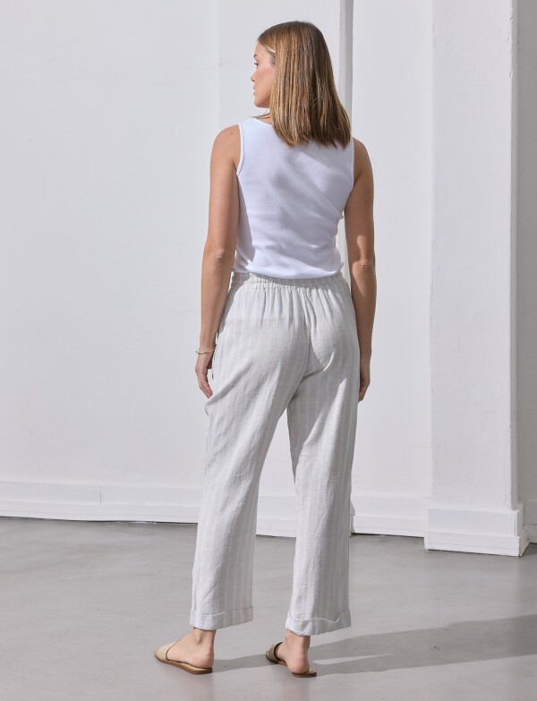 Pantalon Lino Lineas CRUDO/MULTI
