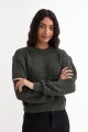 Sweater en punto waffle AZUL PIEDRA