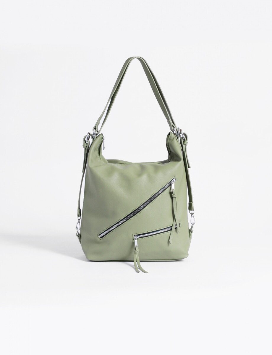 Hobo - mochila con cierres diagonales - verde 