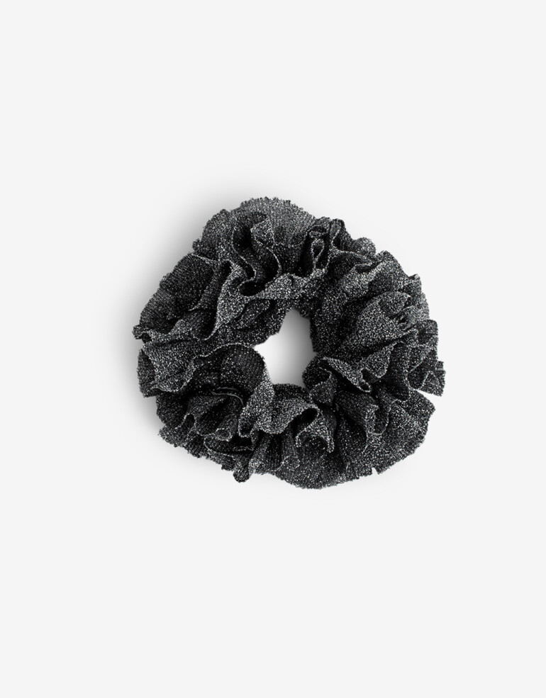 Skunzies Texturada Scrunchie De Lurex - Negro