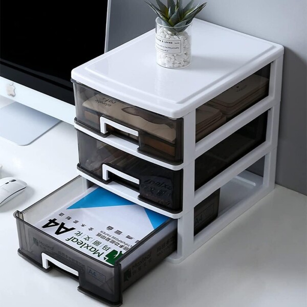 Organizador Plastico 3 Cajones Niveles Multiuso Baño Oficina Color Variante Blanco