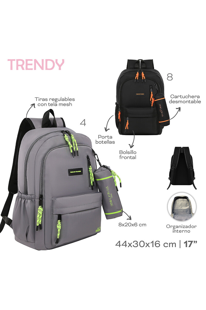 Mochila con cartuchera Trendy Negro