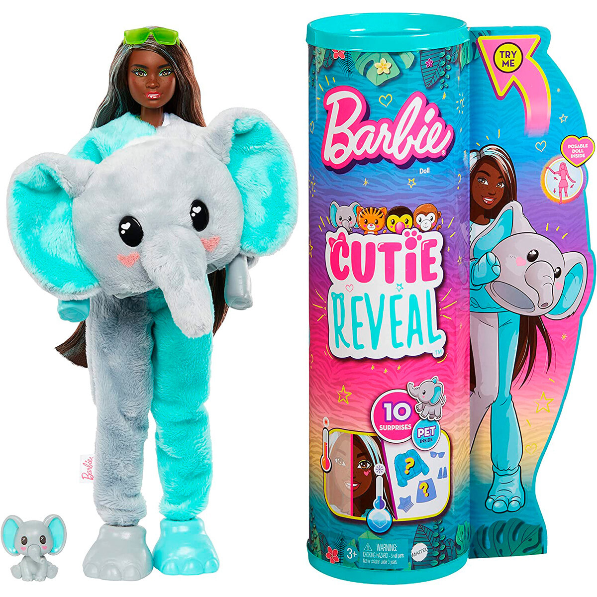 Muñeca Barbie Cutie Reveal Con Disfraz + Accesorios - Barbie Elefante 