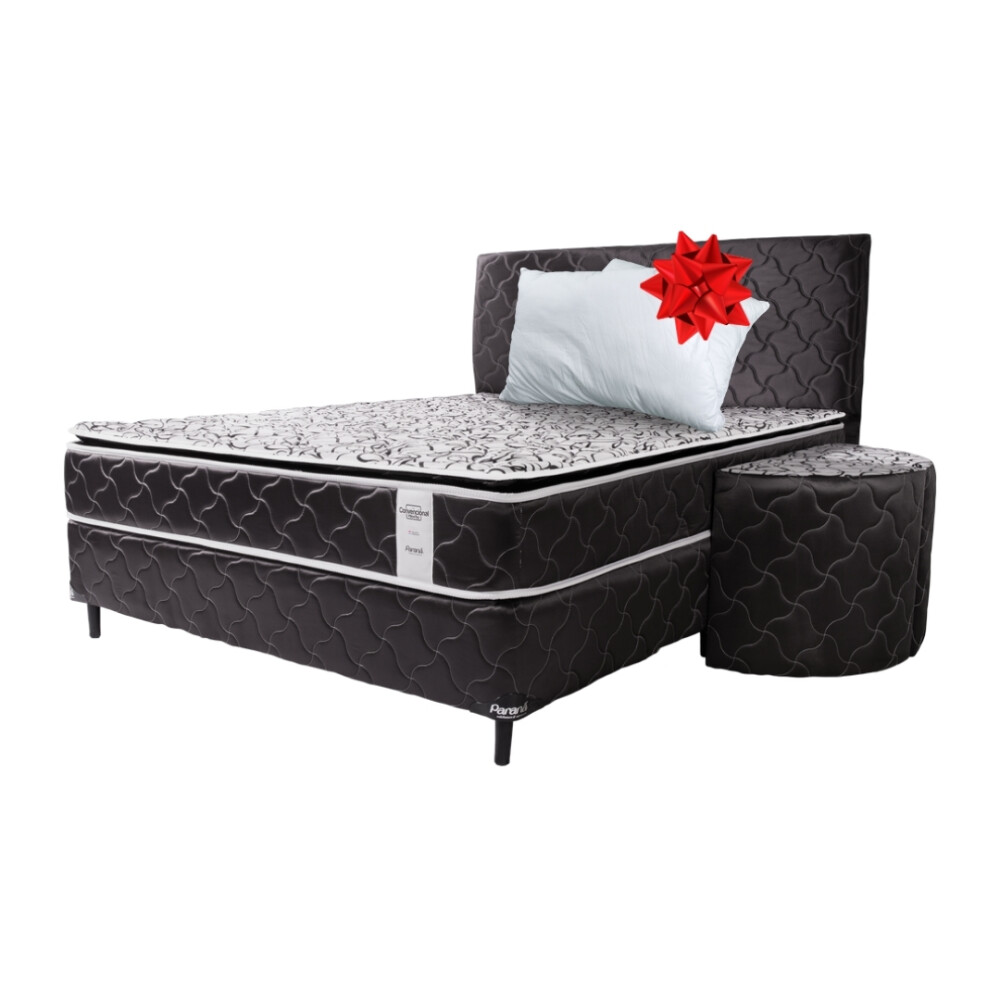 SOMIER COMPLETO NEO CONVENCIONAL PT 1.60X2.00 90K NEGRO + 2 ALMOHADAS Unica