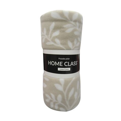 Frazada Polar King Size Home Class 240 x 260 cm Hojas Beige