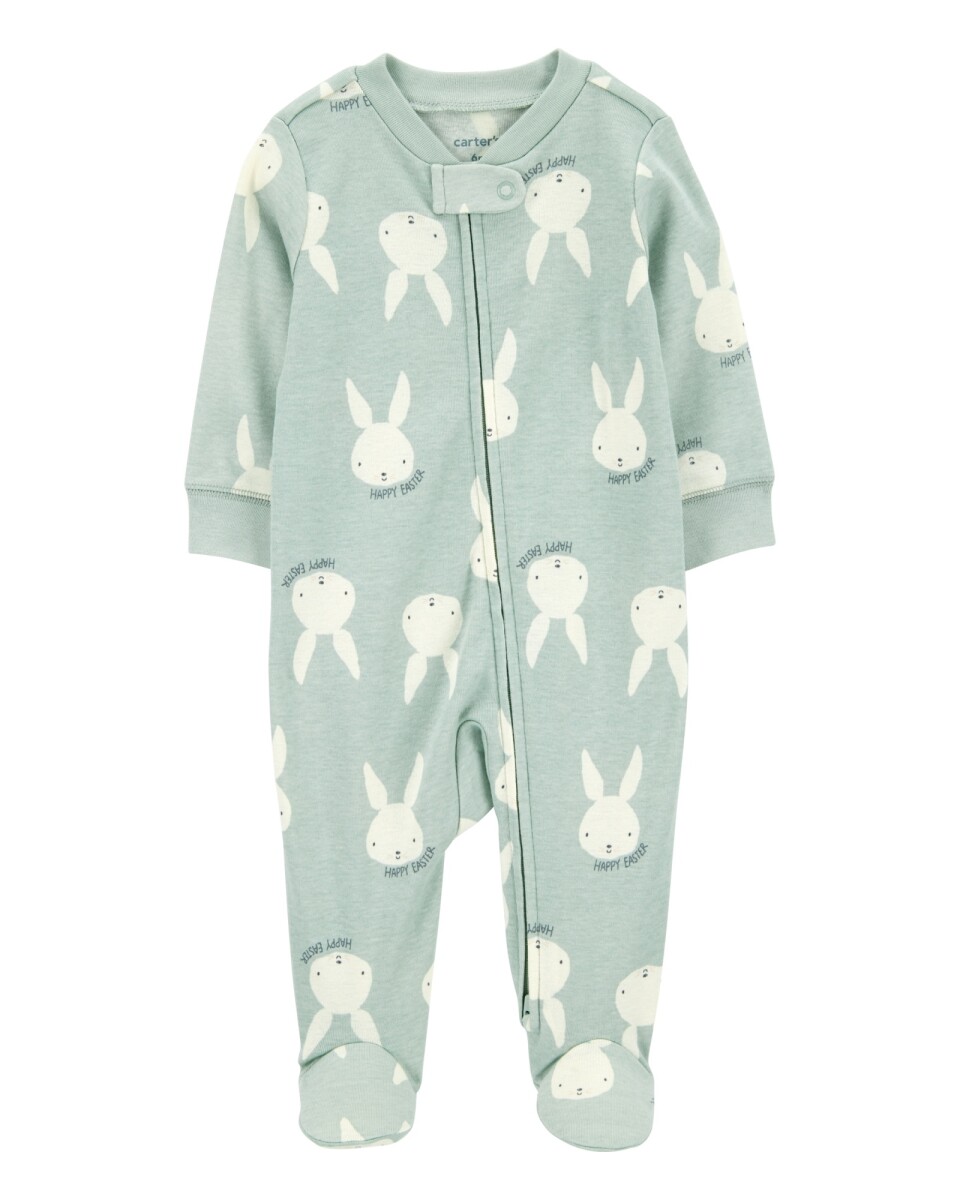 Pijama una pieza de algodón, con pie, diseño pascua 