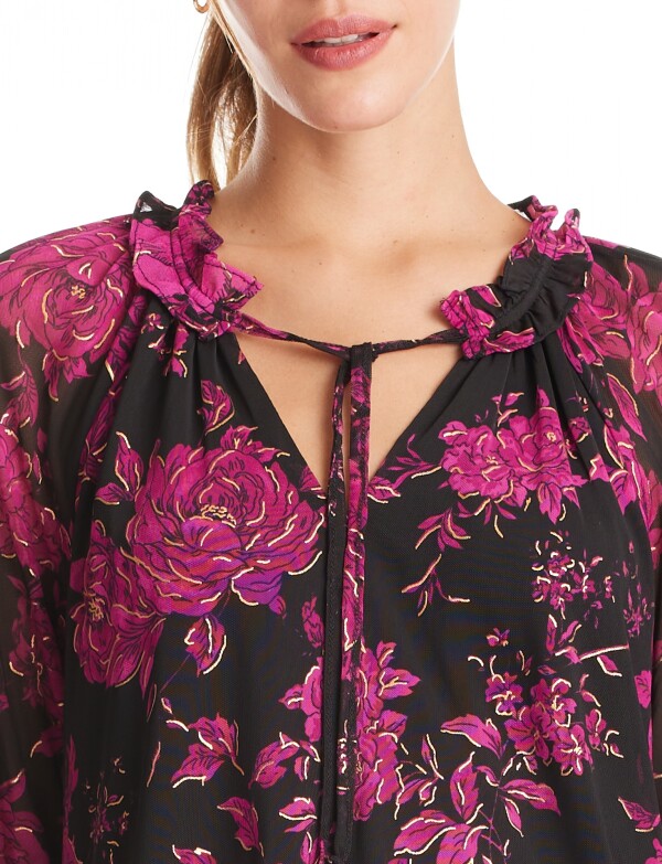 Blusa Microtul Print NEGRO/VIOLETA