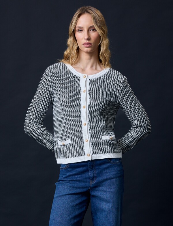 Cardigan Tweed NEGRO/BLANCO