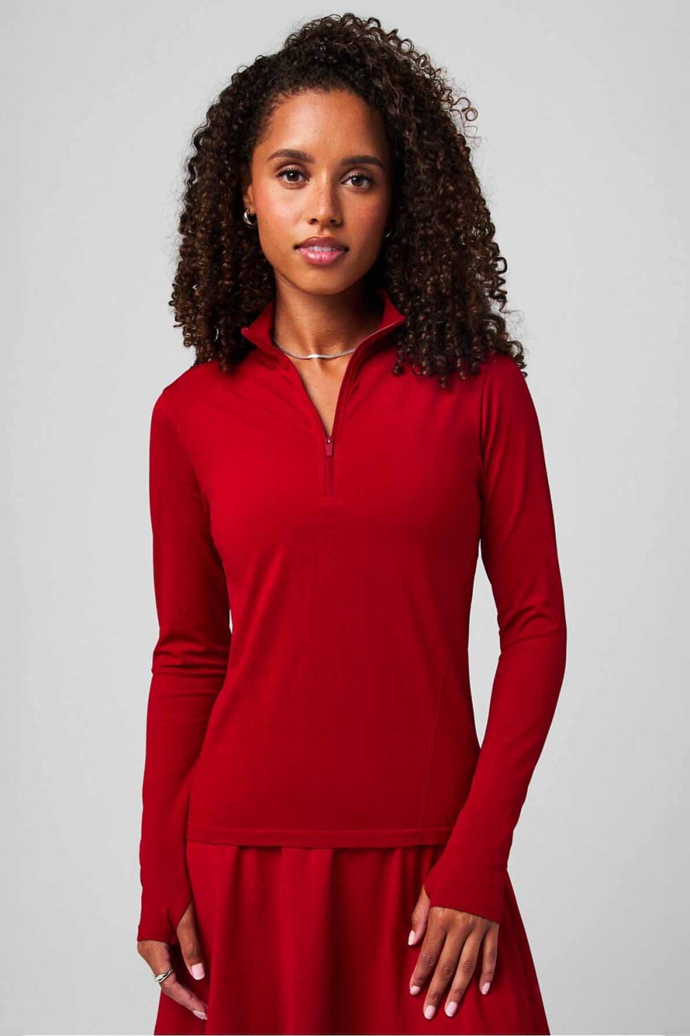 Polo Manga Larga Feather Tech+ Half-Zip Top Mujer Holly Berry