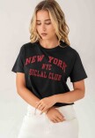 Remera Crop New York Negro
