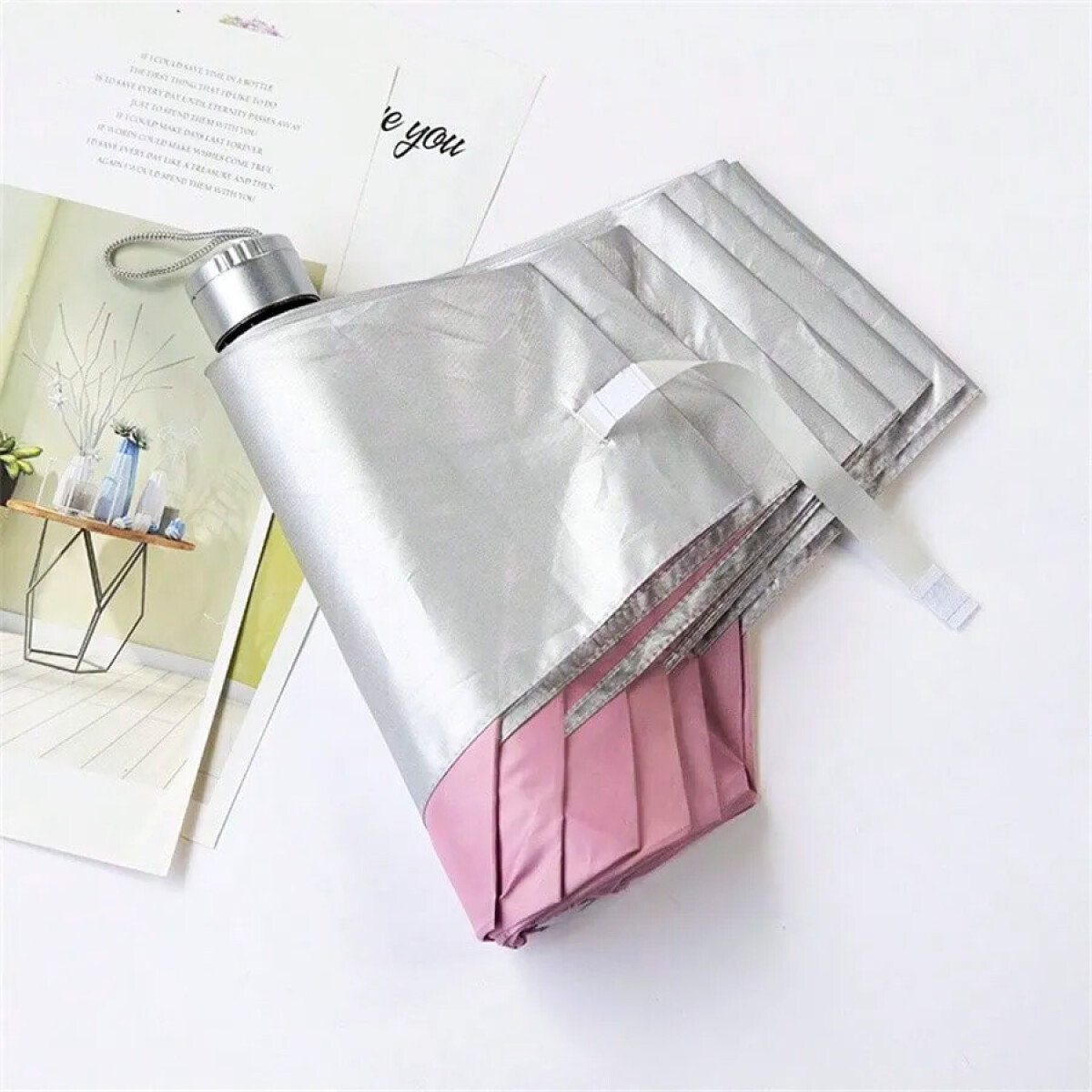 Paraguas Compacto Color Liso - Rosa Claro 