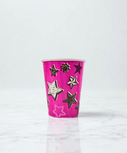 Vaso polipapel 8 oz FUCSIA STARS