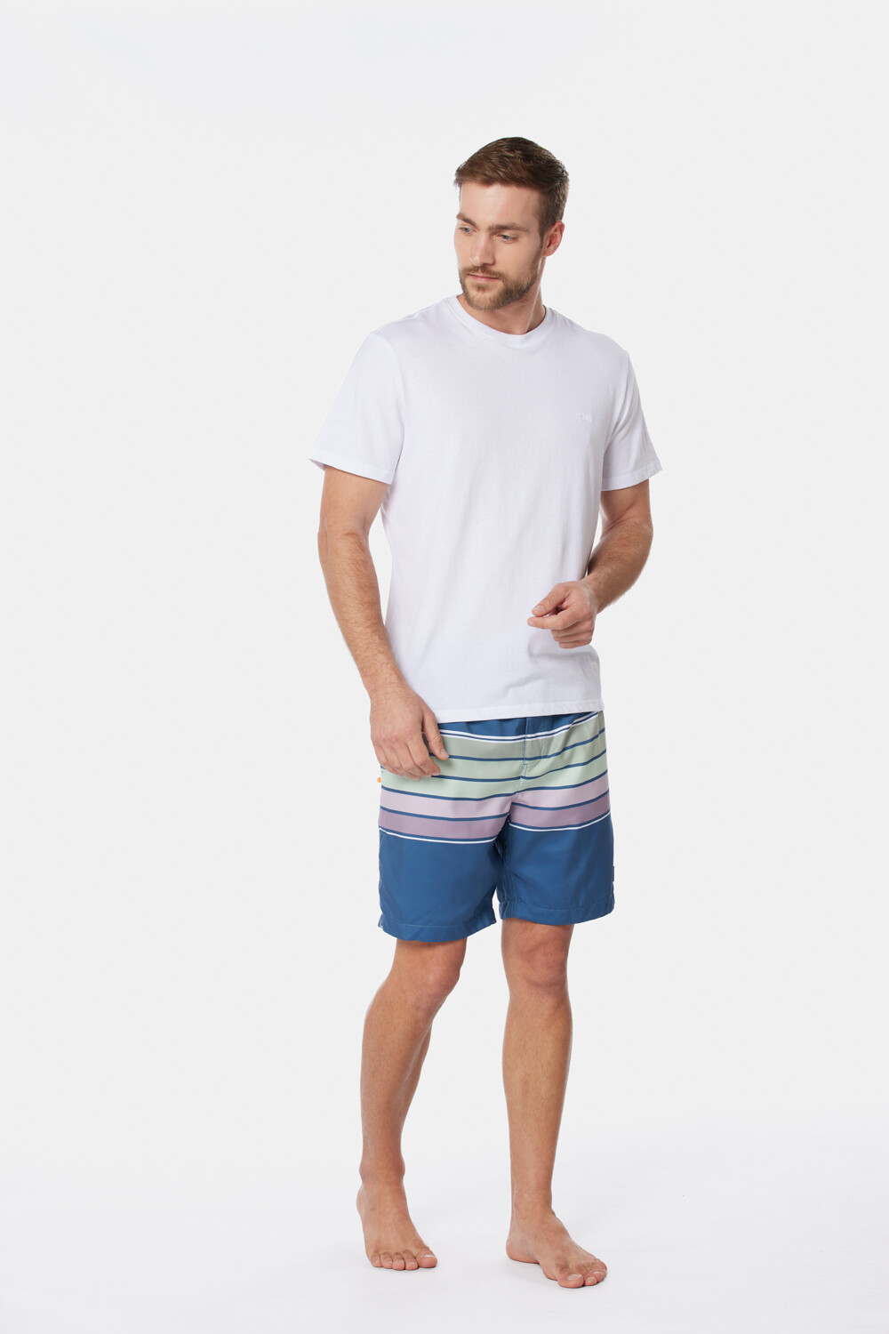 SHORT DE BAÑO RAYADO Azul