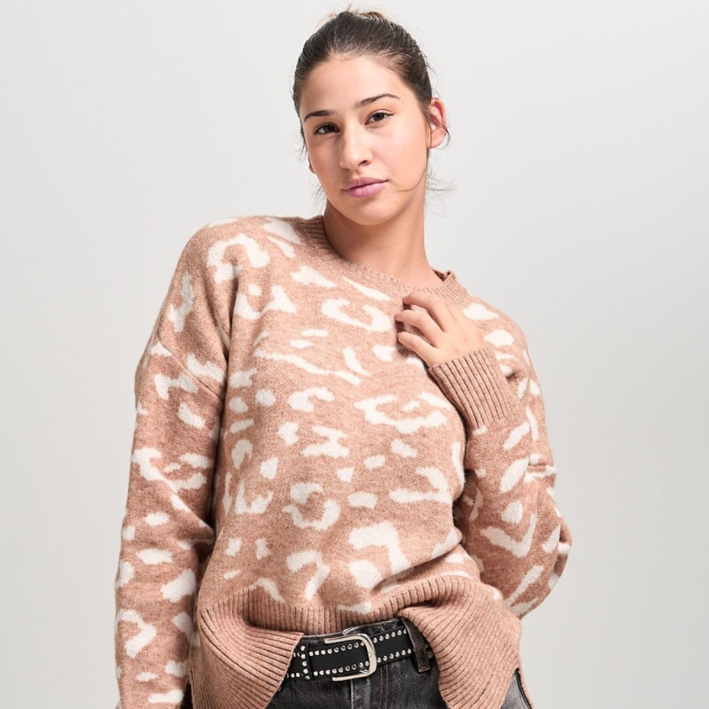 Buzo animal print tejido Brown Off
