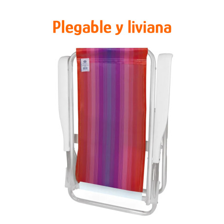 Reposera Silla Reclinable De Playa 8 Posiciones Aluminio Coral/violeta