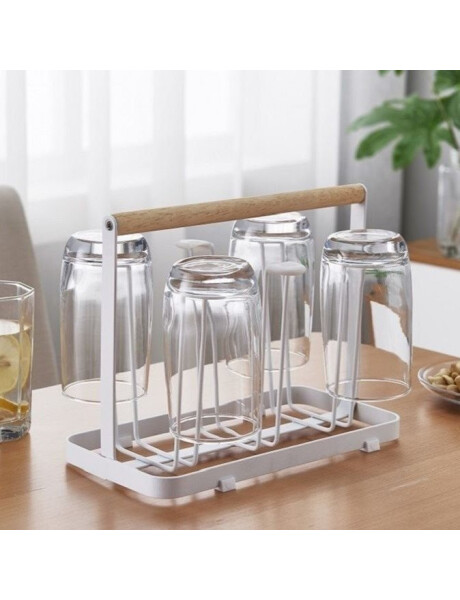 ESCURRE VASOS METAL MGO MADERA BLANCO. 26x13x19CM ESCURRE VASOS METAL MGO MADERA BLANCO. 26x13x19CM
