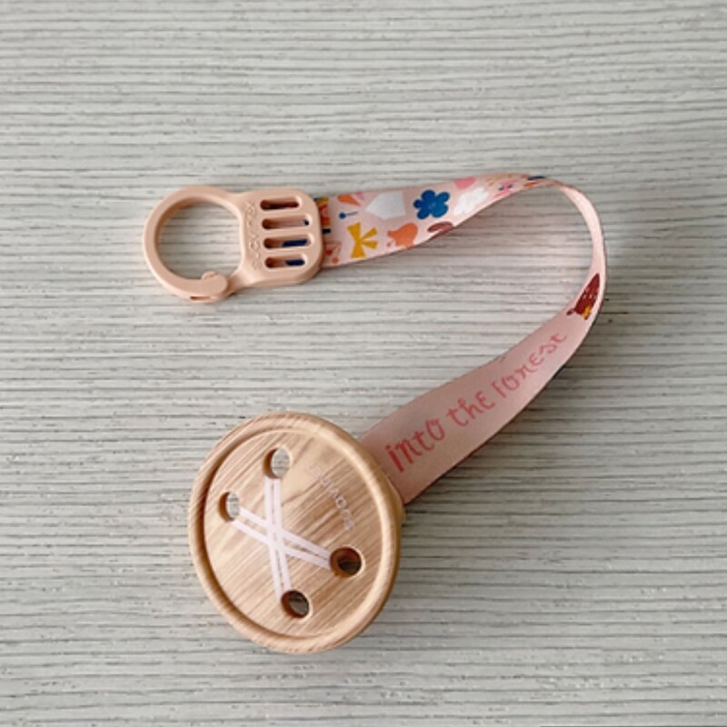 Clip de chupete Cinta botón Rosa