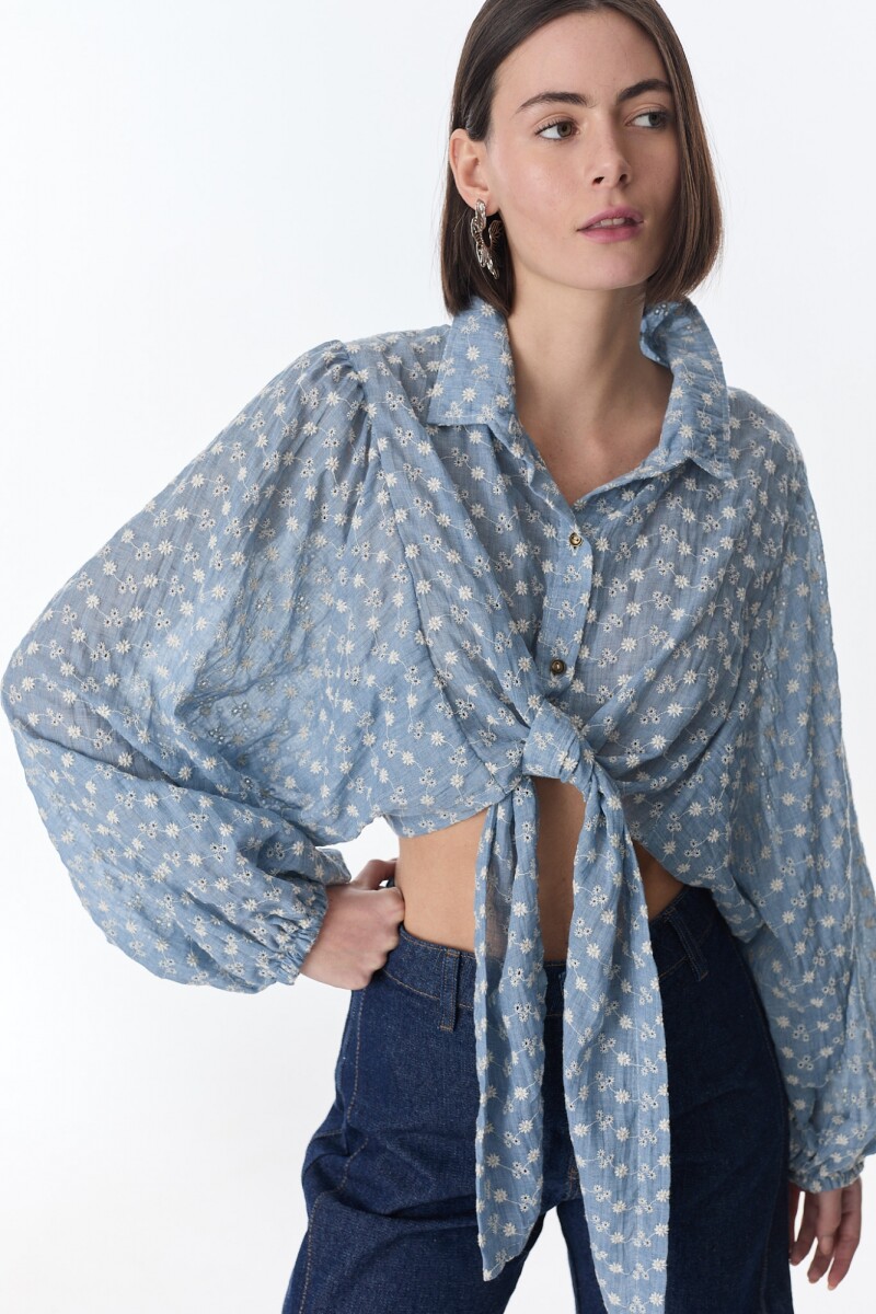Top Mona - Celeste Broderie 