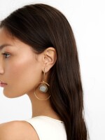 Pendientes Barra Con Aro Y Piedra azul