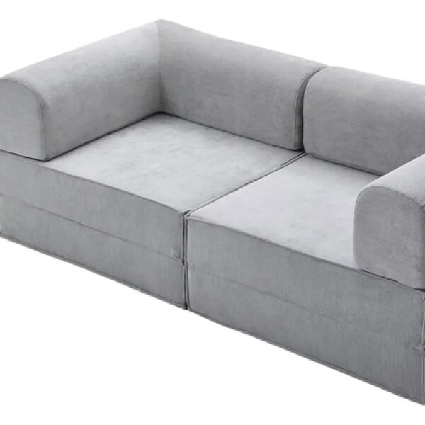 Sofá Sillón Cama ComboHome Teddy Premium 3 Cuerpos Corderoy Gris 1