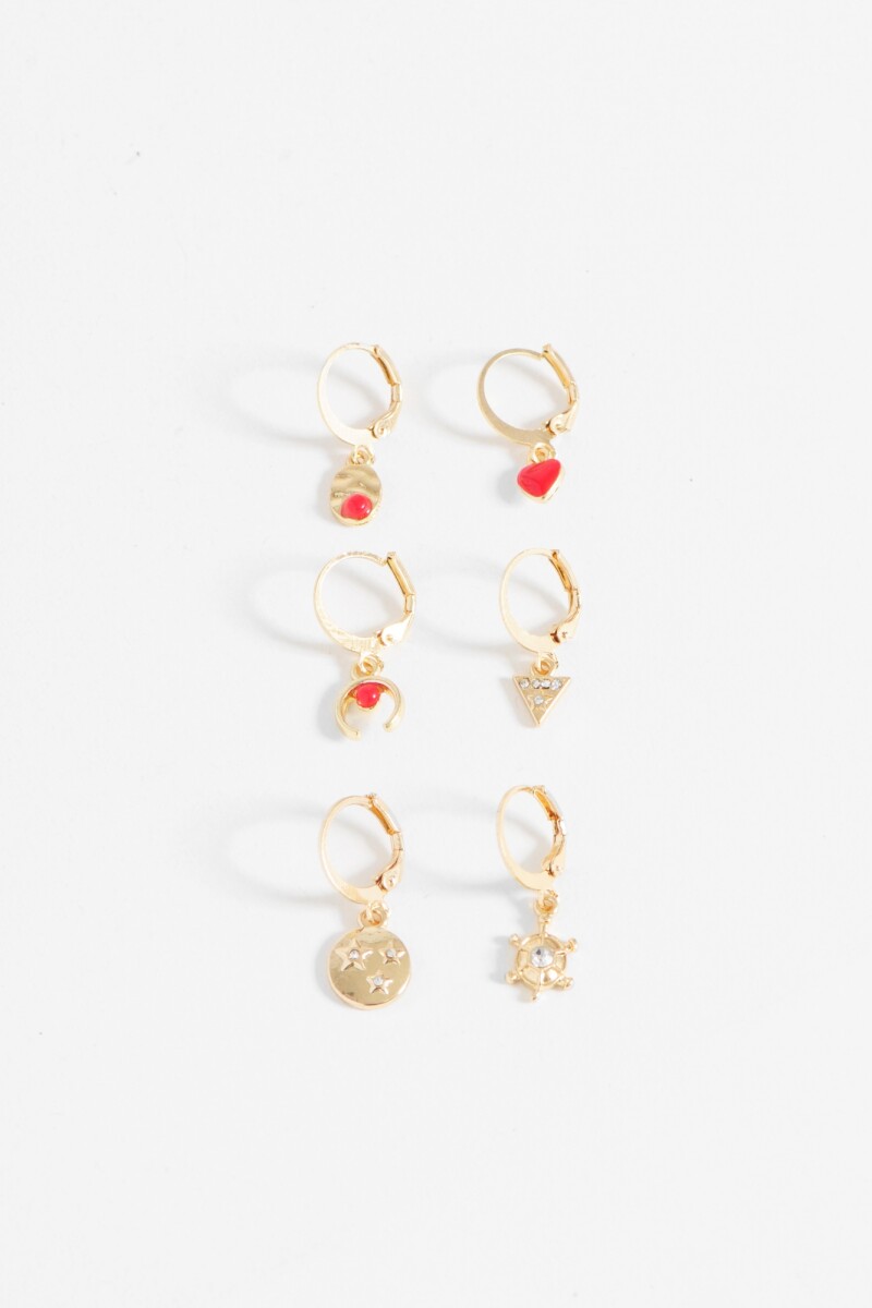 Set de aros dijes irregulares dorado