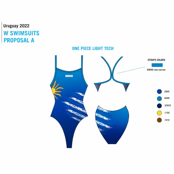 Malla De Entrenamiento Para Mujer Arena Women's Uruguay Swimsuit Lightech High Azul