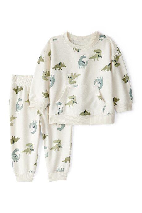 Set dos piezas de algodón, pantalón y buzo, diseño dinos Sin color