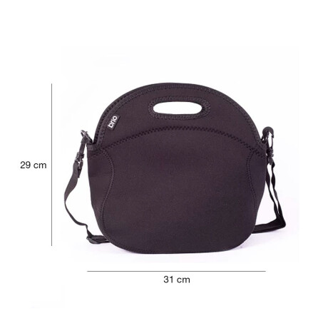 Lunchera Neopreno Brio Bolso Térmico c/Asa Correa Ajustable Negro Liso