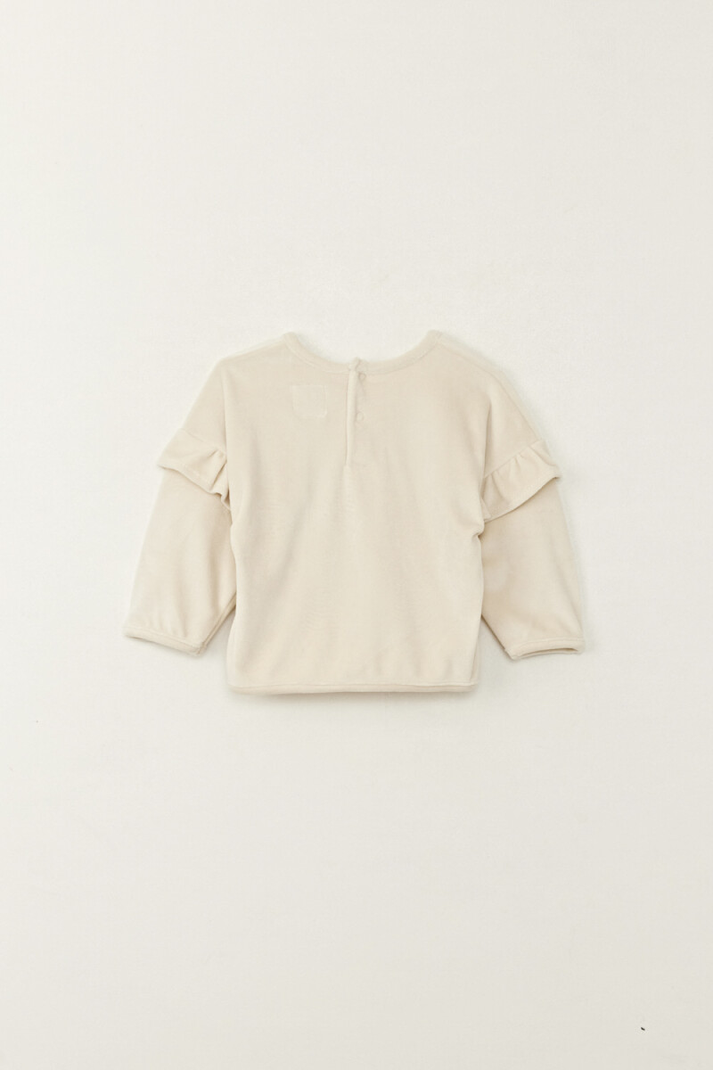 Buzo plush volado Beige