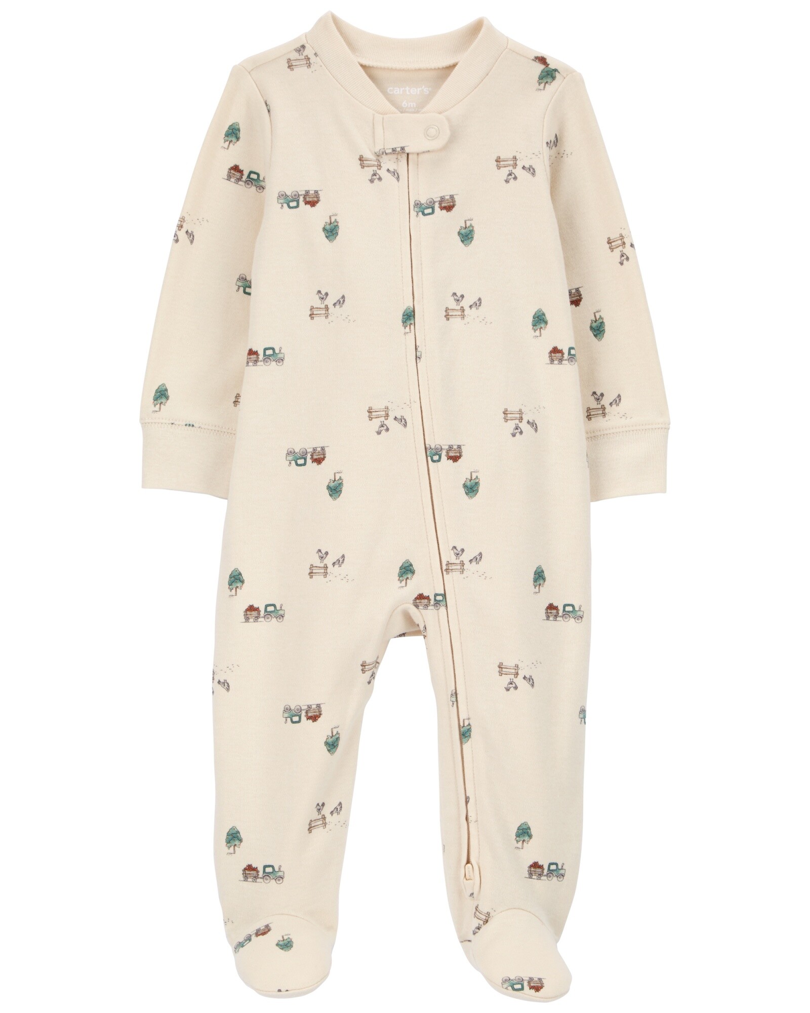 Pijama 1 pieza de algodón, con pie, diseño campo Sin color