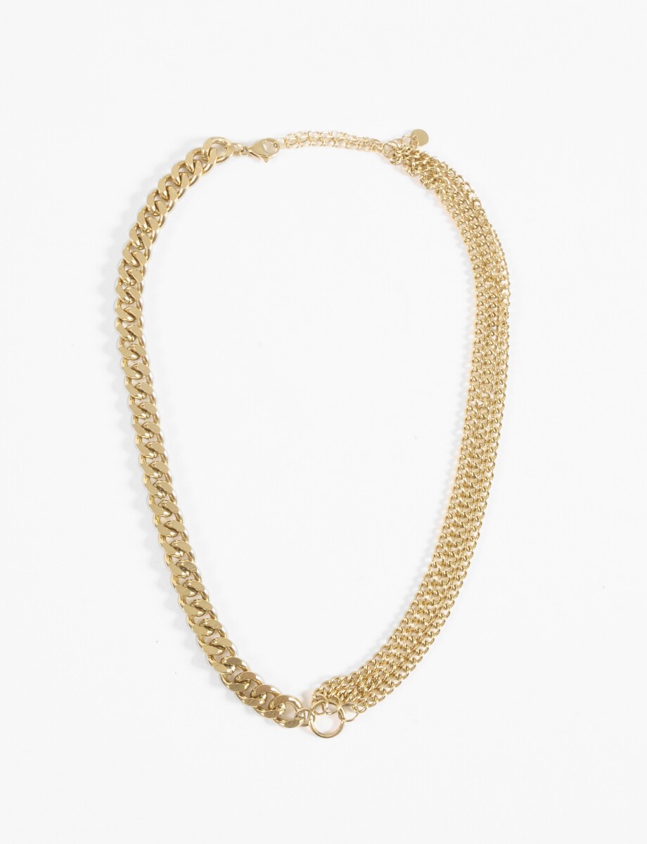 Collar acero cadena combinada - dorado 
