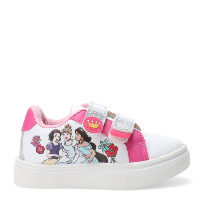 Championes Infantiles Disney Princesa c/Velcros Blanco - Rosado - Plateado