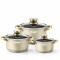 Batería De Cocina Sonifer Efecto Piedra C/tapa De Vidrio 6pc Acero