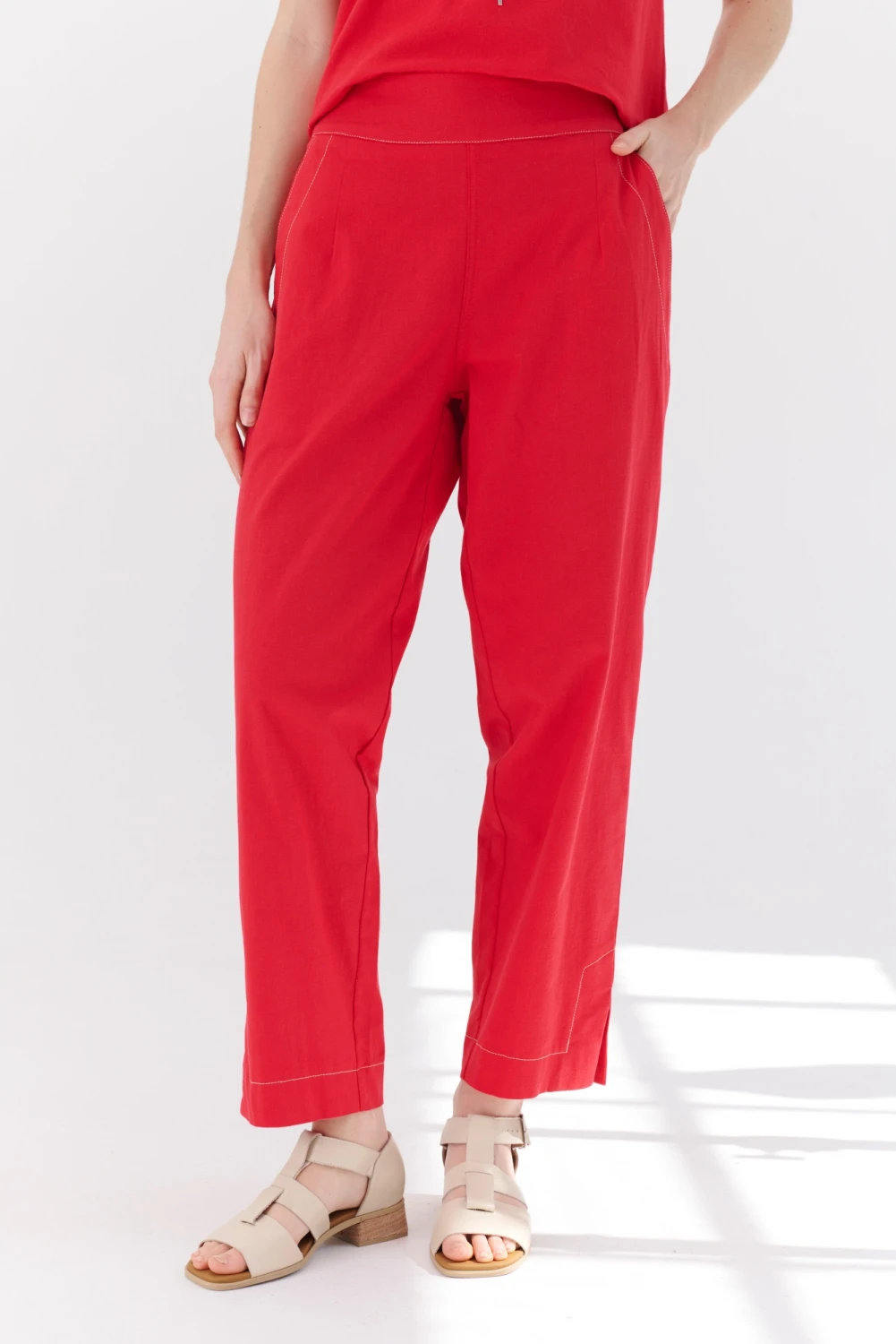 PANTALON LINO STRECH rojo 4