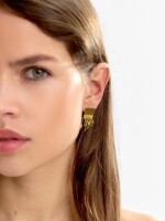 Pendiente Individual Cuadrado Aros - Acero Inoxidable dorado