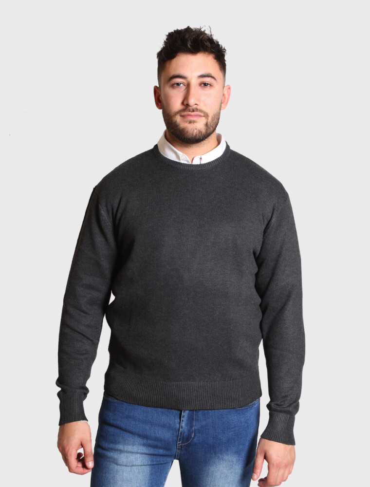 Sweater BPR Cuello Base Gris Oscuro Melange