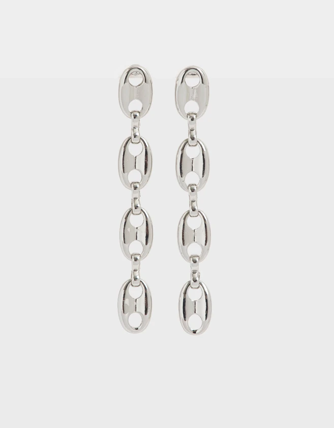 Aros Colgantes Largos Chunky Edition Aros Colgantes Largos Chunky New Basics - Plateado
