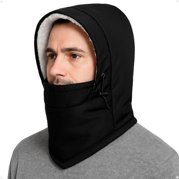 Gorro Cuello Térmico de Corderito Color Negro Gorro Cuello Térmico de Corderito Color Negro